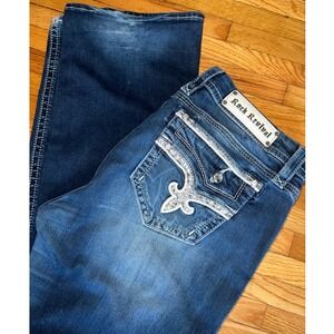 Rock Revival Betty Bootcut Jeans Womens 34 Embellished Flap Pocket